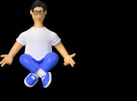 蹲坐上班族职员男孩