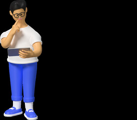 看平板的上班族职员男孩