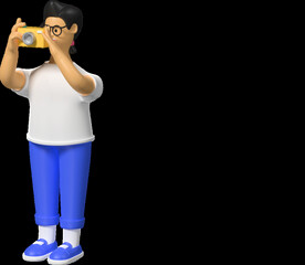 拍照片上班族职员男孩