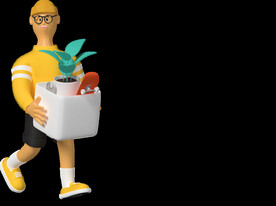 收拾东西的上班族职员男