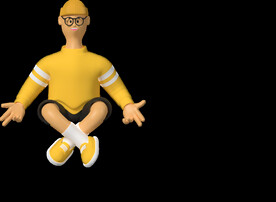 蹲座的上班族职员男孩