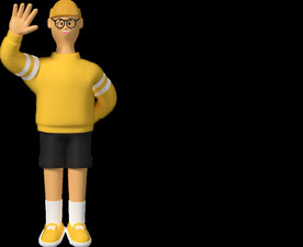 打招呼的上班族职员男孩