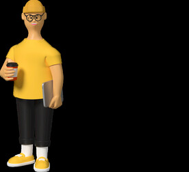 喝咖啡的上班族职员男孩