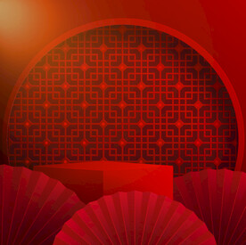 国风春节活动舞台海报矢量背景