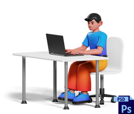 用笔记本工作的男人办公