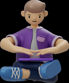 坐在地上玩电脑的男孩