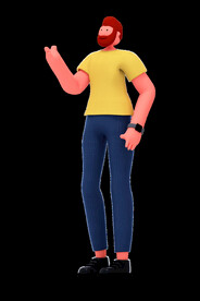 挥手询问打招呼了解