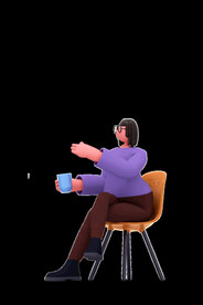 喝咖啡的女性喝水