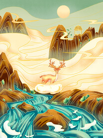 中国风场景 插画 气氛图 古风