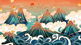 中国风场景 插画 气氛图 古风