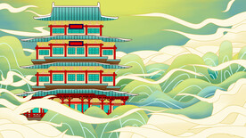 中国风场景 插画 气氛图 古风