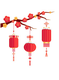 传统中国风春节新年红灯笼