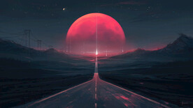 夜晚道路星空宇宙月球月亮背景