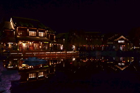 中式建筑洛邑古城夜景古建筑夜景