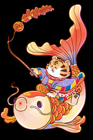  虎年国潮插画图片