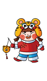 新年正月十五元宵节小女孩玩灯笼