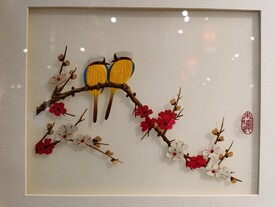 梅花喜鹊麦秸画中式风格