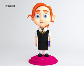 C4D模型卡通小女孩学生角色