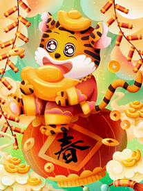 中国风古风虎年海报