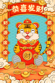 中国风古风新春贺岁虎年海报