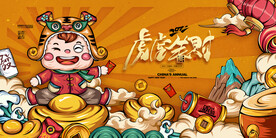 中国风古风新春贺岁虎年海报