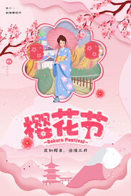 樱花节  春暖花开 春季海报 
