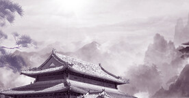 中国风水墨江山古代建筑古城古楼