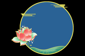 国潮荷花边框