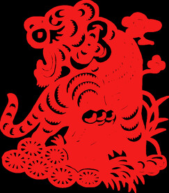 老虎中国风剪纸