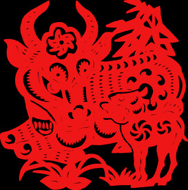 牛形象剪纸