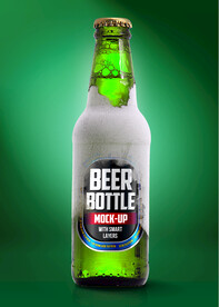 绿色酒瓶的包装品牌VI样机