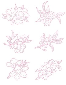 线条桃花