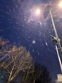 路灯下的雪景