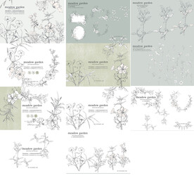 植物线稿花型床单被罩花纹