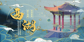 中国风国潮城市地标建筑海报