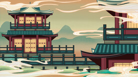 中国风国潮城市地标建筑海报