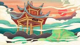中国风国潮城市地标建筑海报
