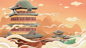 中国风国潮城市地标建筑海报 