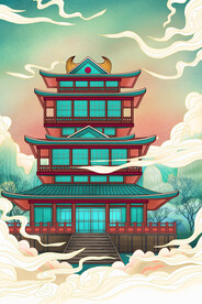 中国风国潮城市地标建筑海报 