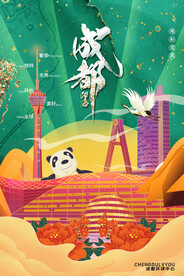 中国风国潮城市地标建筑海报