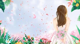 女神节粉色系清新创意插画设计