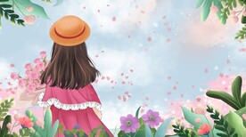 手捧鲜花的女神创意插画设计.
