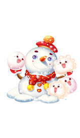 立冬冬至饺子汤圆雪人卡通手绘