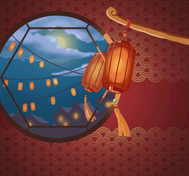   元宵节海报插画