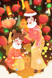   元宵节海报插画