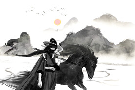 手绘古风插画背景图片