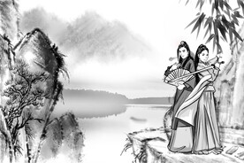 手绘古风插画背景图片