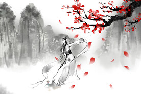 手绘古风插画背景图片