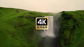 航拍山间湍急的瀑布