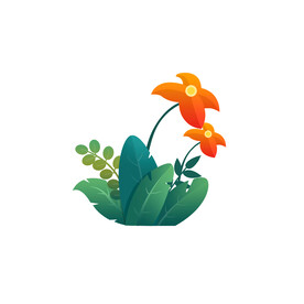 卡通手绘植物花朵元素组合矢量插